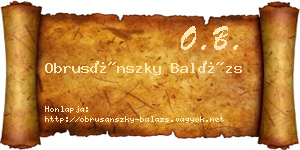 Obrusánszky Balázs névjegykártya